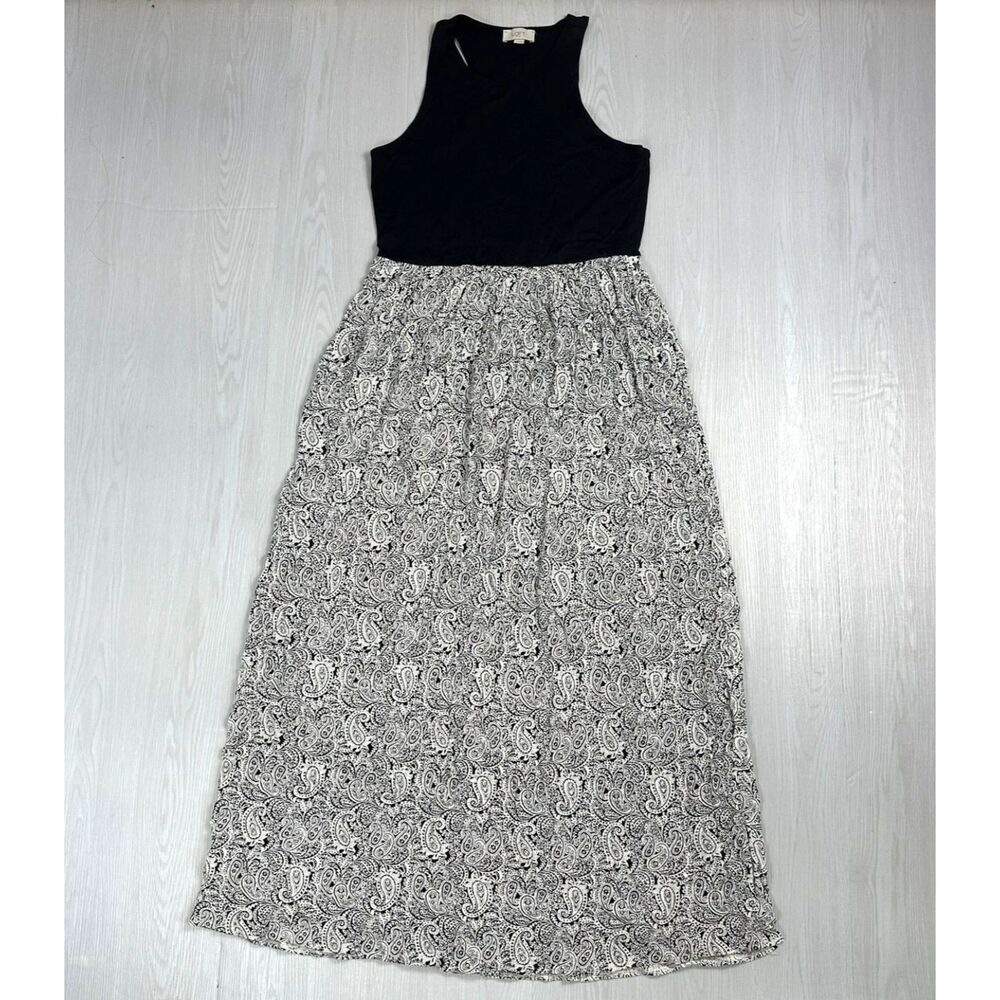 LOFT Outlet Women's Size M Black and white Paisley Elastic Waist Tank Maxi Dress